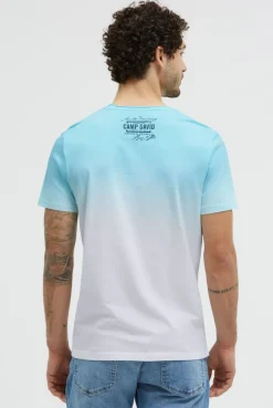 T-Shirt Dip Dye mit Vintage Print aqua splash