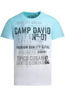 T-Shirt Dip Dye mit Vintage Print aqua splash
