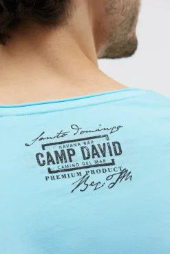 T-Shirt Dip Dye mit Vintage Print aqua splash