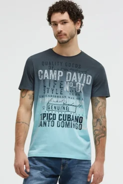 T-Shirt Dip Dye mit Vintage Print green shadow