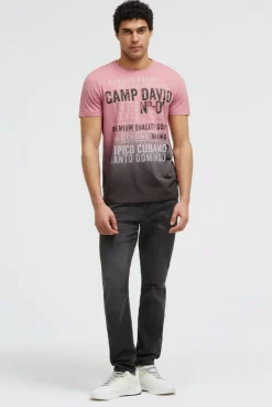 T-Shirt Dip Dye mit Vintage Print beachy red