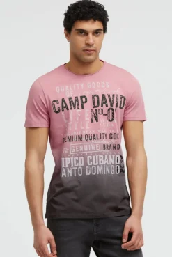 T-Shirt Dip Dye mit Vintage Print beachy red