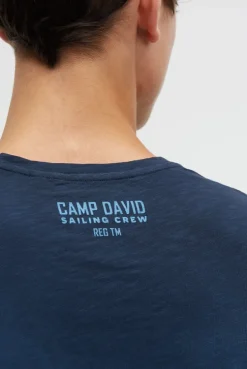 T-Shirt Dip Dye mit Wording Prints blue navy