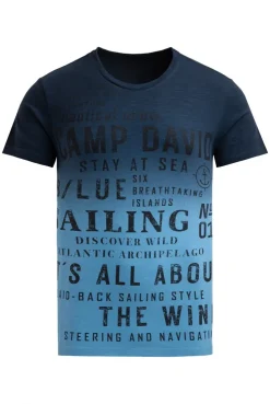 T-Shirt Dip Dye mit Wording Prints blue navy