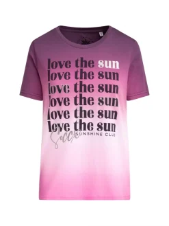 T-Shirt Dip Dye mit Wording Print vivid pink