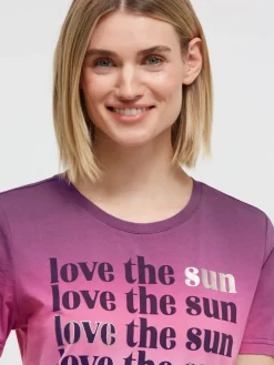 T-Shirt Dip Dye mit Wording Print vivid pink