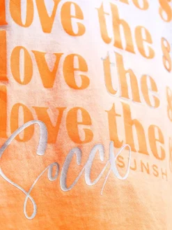 T-Shirt Dip Dye mit Wording Print neon apricot