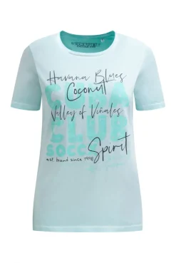 T-Shirt Inside Oil Dyed mit Cuba Print aqua splash