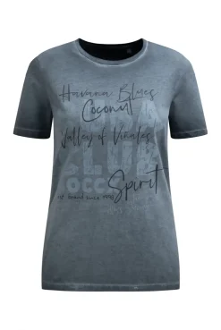 T-Shirt Inside Oil Dyed mit Cuba Print green shadow