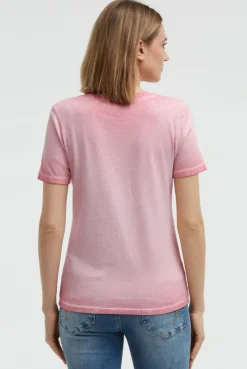 T-Shirt Inside Oil Dyed mit Cuba Print beachy red