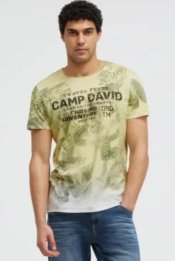T-Shirt mit All Over Print und Spray-Wash-Effekt lemon juice