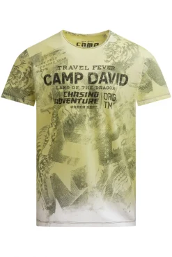 T-Shirt mit All Over Print und Spray-Wash-Effekt lemon juice