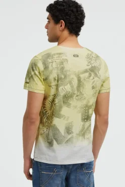 T-Shirt mit All Over Print und Spray-Wash-Effekt lemon juice