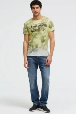 T-Shirt mit All Over Print und Spray-Wash-Effekt lemon juice