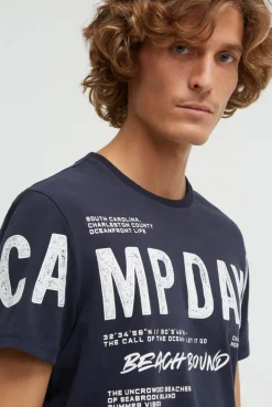 T-Shirt mit auffälligem Logo Print blue navy