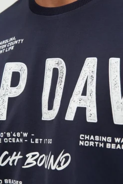 T-Shirt mit auffälligem Logo Print blue navy