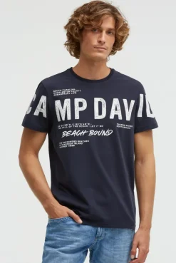 T-Shirt mit auffälligem Logo Print blue navy