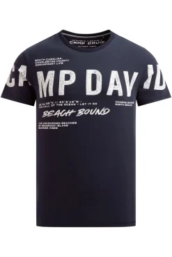 T-Shirt mit auffälligem Logo Print blue navy