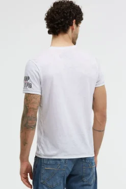 T-Shirt mit Ausbrenner-Effekten und Photoprint opticwhite