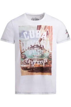 T-Shirt mit Ausbrenner-Effekten und Photoprint opticwhite