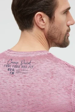 T-Shirt mit Ausbrenner-Streifen und Prints neon pink