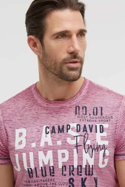 T-Shirt mit Ausbrenner-Streifen und Prints neon pink