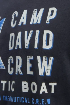 T-Shirt mit Label Print blue navy