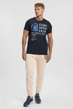 T-Shirt mit Label Print blue navy