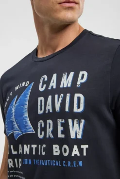 T-Shirt mit Label Print blue navy