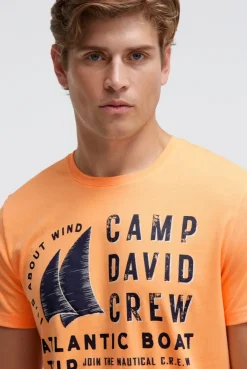 T-Shirt mit Label Print sunrise neon