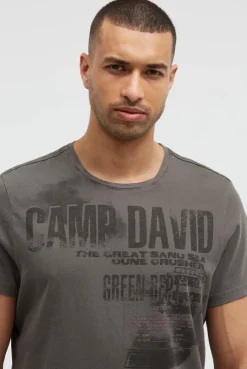 T-Shirt mit Photo- und Rubber-Print dark wood