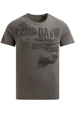 T-Shirt mit Photo- und Rubber-Print dark wood
