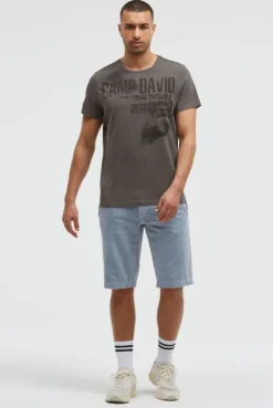 T-Shirt mit Photo- und Rubber-Print dark wood