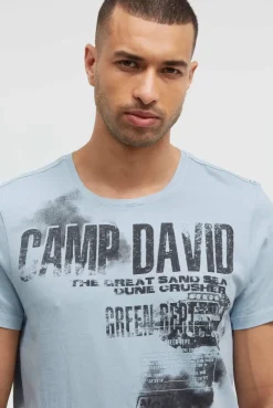 T-Shirt mit Photo- und Rubber-Print silver blue