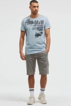T-Shirt mit Photo- und Rubber-Print silver blue