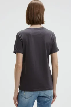 T-Shirt mit Rundhalsausschnitt und Artwork charcoal mist