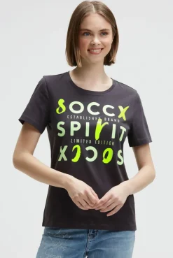 T-Shirt mit Rundhalsausschnitt und Artwork charcoal mist