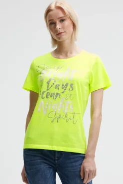 T-Shirt mit Rundhalsausschnitt und Artwork electric lemon