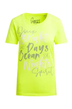 T-Shirt mit Rundhalsausschnitt und Artwork electric lemon