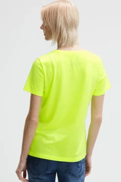 T-Shirt mit Rundhalsausschnitt und Artwork electric lemon