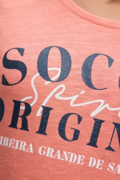 T-Shirt mit Rundhalsausschnitt und Print apricot sunset