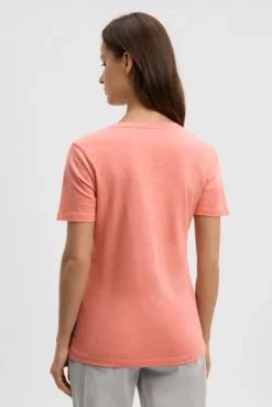 T-Shirt mit Rundhalsausschnitt und Print apricot sunset