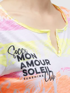 T-Shirt mit Streifen- und All-Over-Print neon rainbow