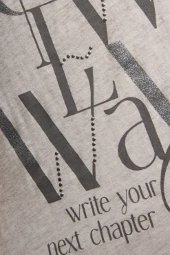 T-Shirt mit U-Boot-Ausschnitt und Artwork fresh grey