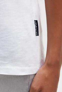 T-Shirt mit U-Boot-Ausschnitt und Print opticwhite