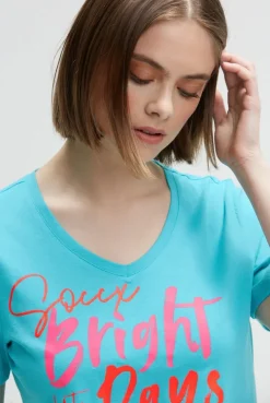 T-Shirt mit V-Ausschnitt und Artwork ocean flash