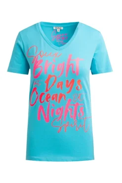 T-Shirt mit V-Ausschnitt und Artwork ocean flash