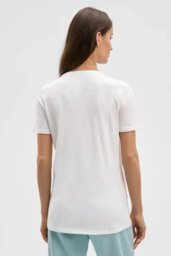 T-Shirt mit V-Ausschnitt und Artwork ivory