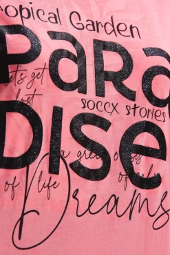 T-Shirt mit V-Ausschnitt und Glitter-Puffprint neon flame