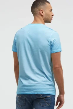 T-Shirt mit V-Cut und Used Print summer aqua
